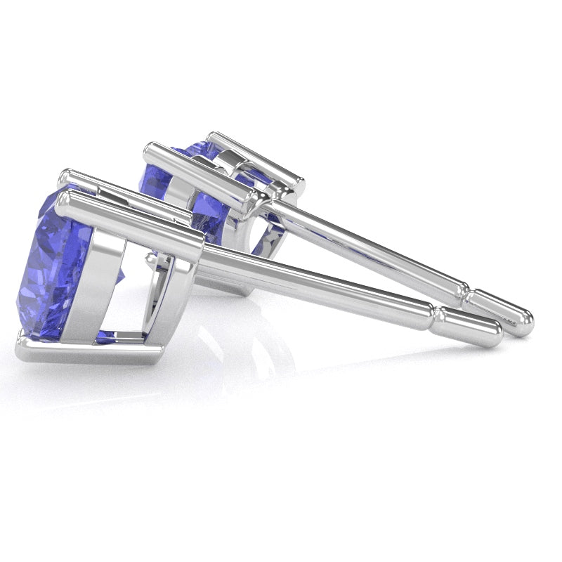 Tanzanite 6mm Heart Stud Earrings in 14k White Gold