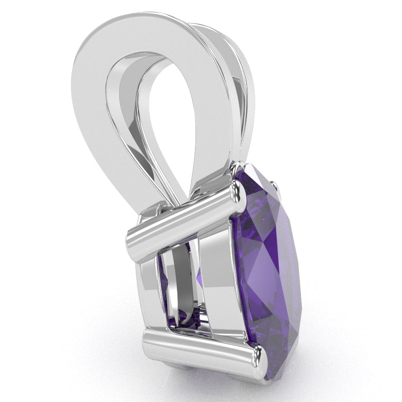 Amethyst Oval Solitaire Pendant In 14k White Gold