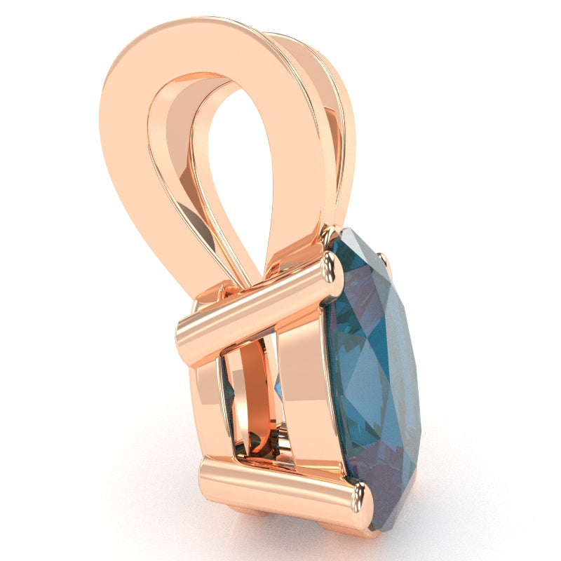 Lab-Created Alexandrite Oval Solitaire Pendant In 14k Rose Gold