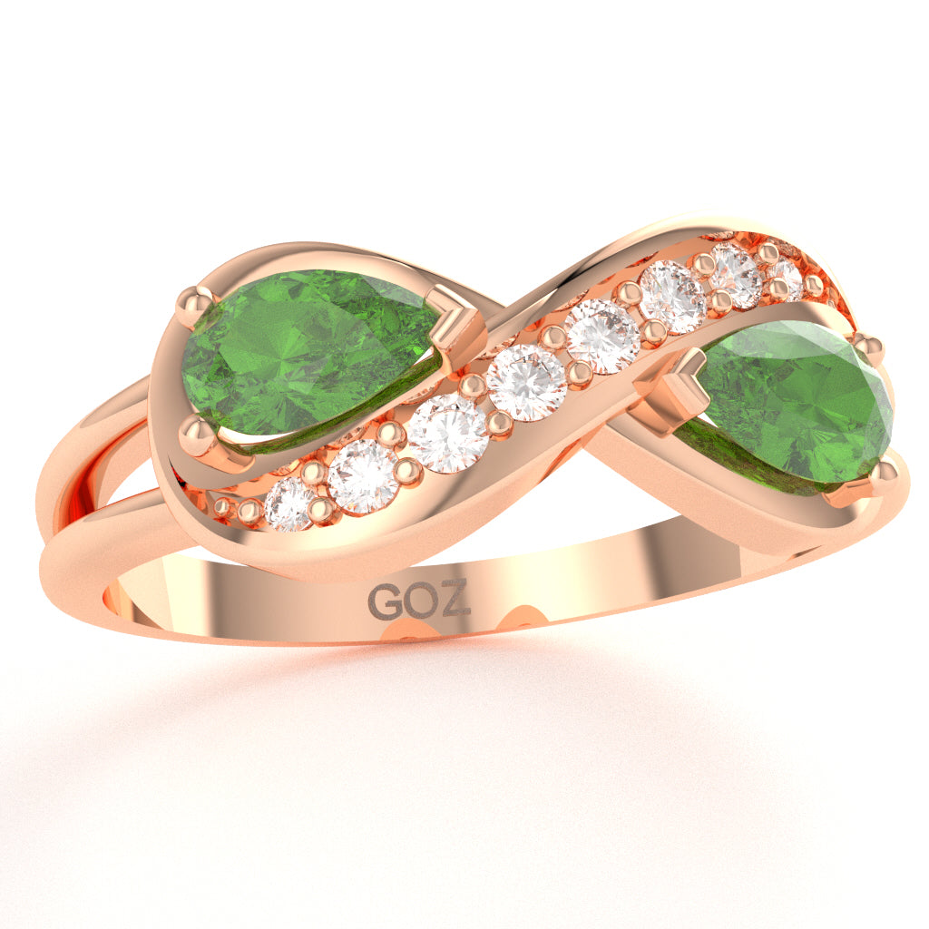 Peridot Diamond Infinity Love Ring In 14k Rose Gold