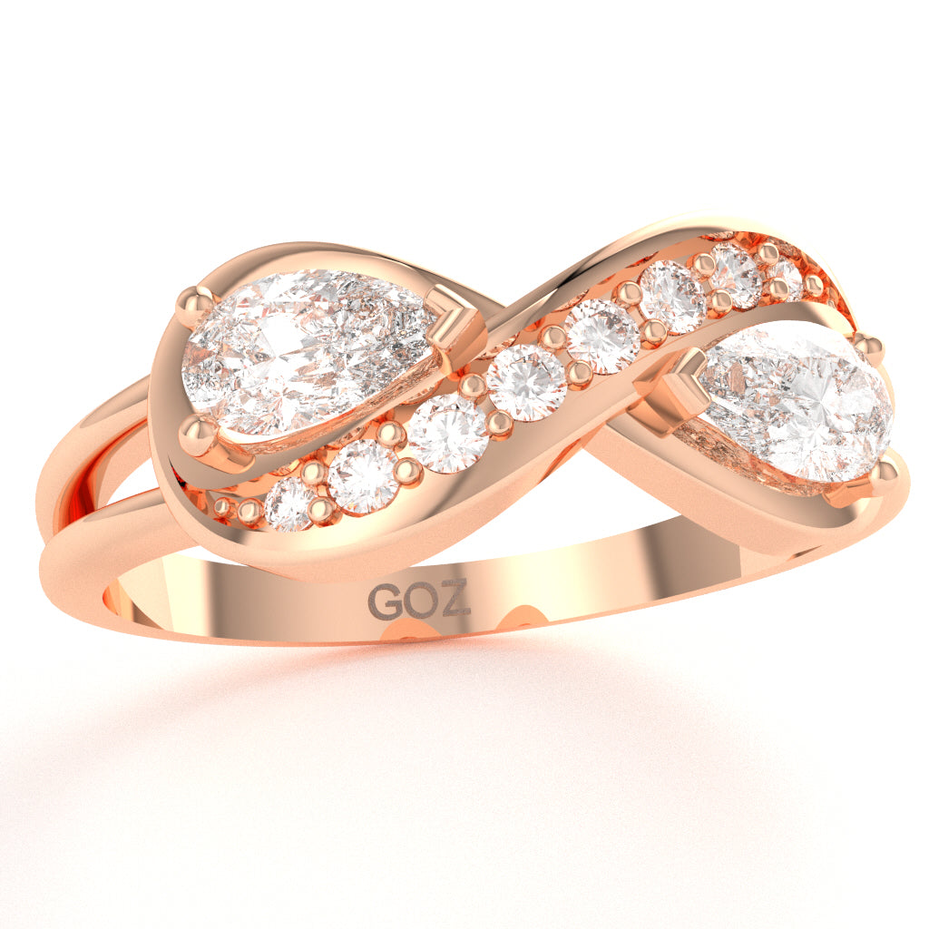 White Topaz Diamond Infinity Love Ring In 14k Rose Gold