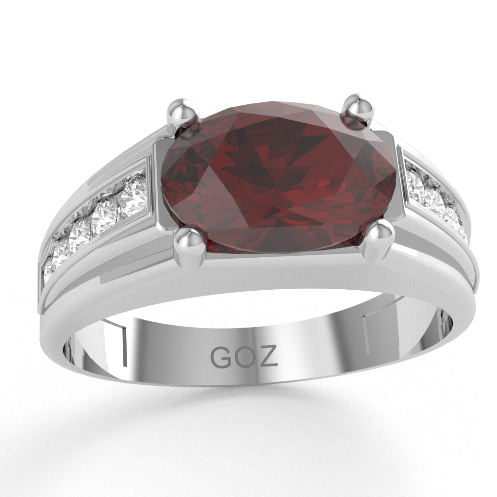 Lab-Created Ruby Diamond Designer Channel Ring In 14k White Gold