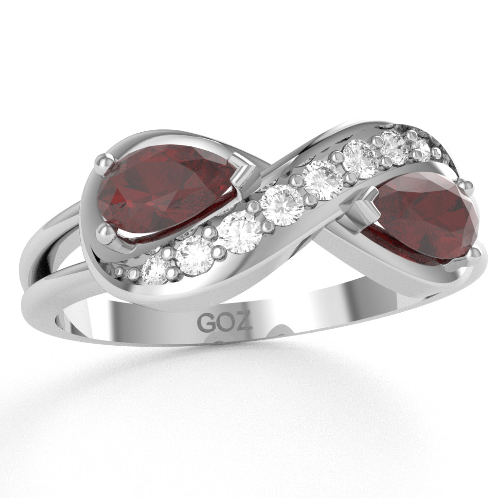 Lab-Created Ruby Diamond Infinity Love Ring In 14k White Gold