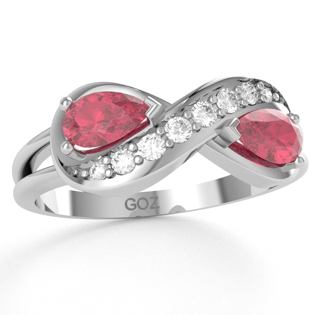 Pink Tourmaline Diamond Infinity Love Ring In 10k White Gold