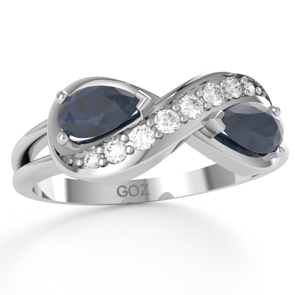 Lab-Created Sapphire Diamond Infinity Love Ring In 14k White Gold