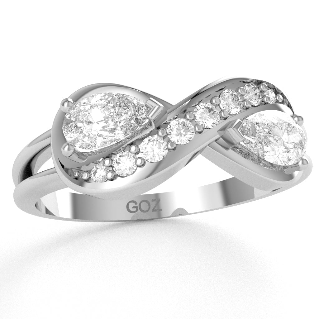 White Topaz Diamond Infinity Love Ring In 14k White Gold