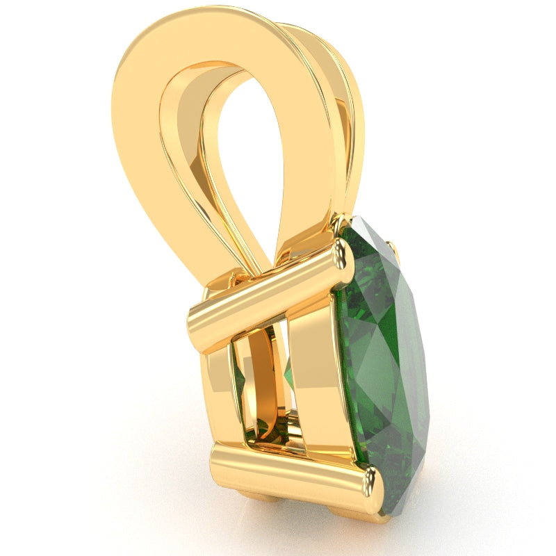 Lab-Created Emerald Oval Solitaire Pendant In 14k Yellow Gold