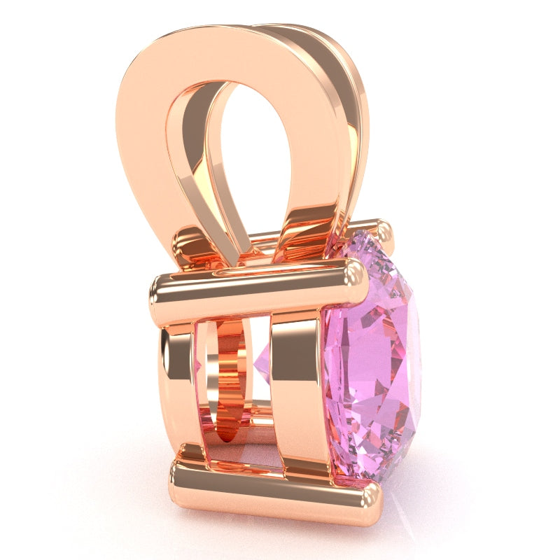 Lab-Created Pink Sapphire Solitaire Pendant In 14k Rose Gold