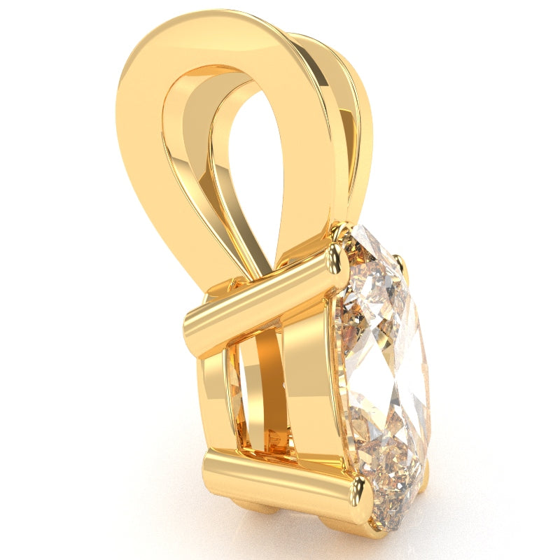 White Topaz Oval Solitaire Pendant In 14k Yellow Gold