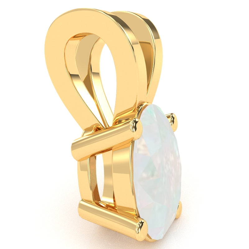 Opal Oval Solitaire Pendant In 14k Yellow Gold