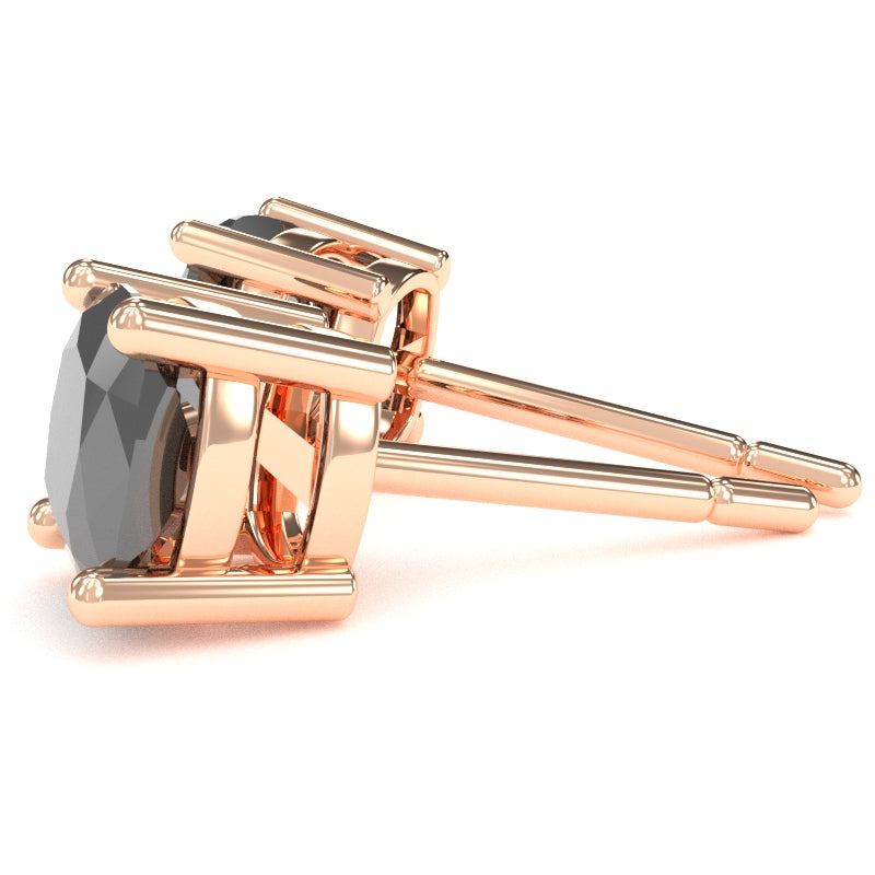 Black Onyx 5mm Cushion Stud Earrings in 14k Rose Gold
