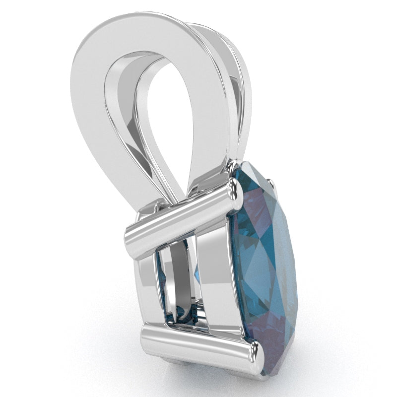 Lab-Created Alexandrite Oval Solitaire Pendant In 14k White Gold