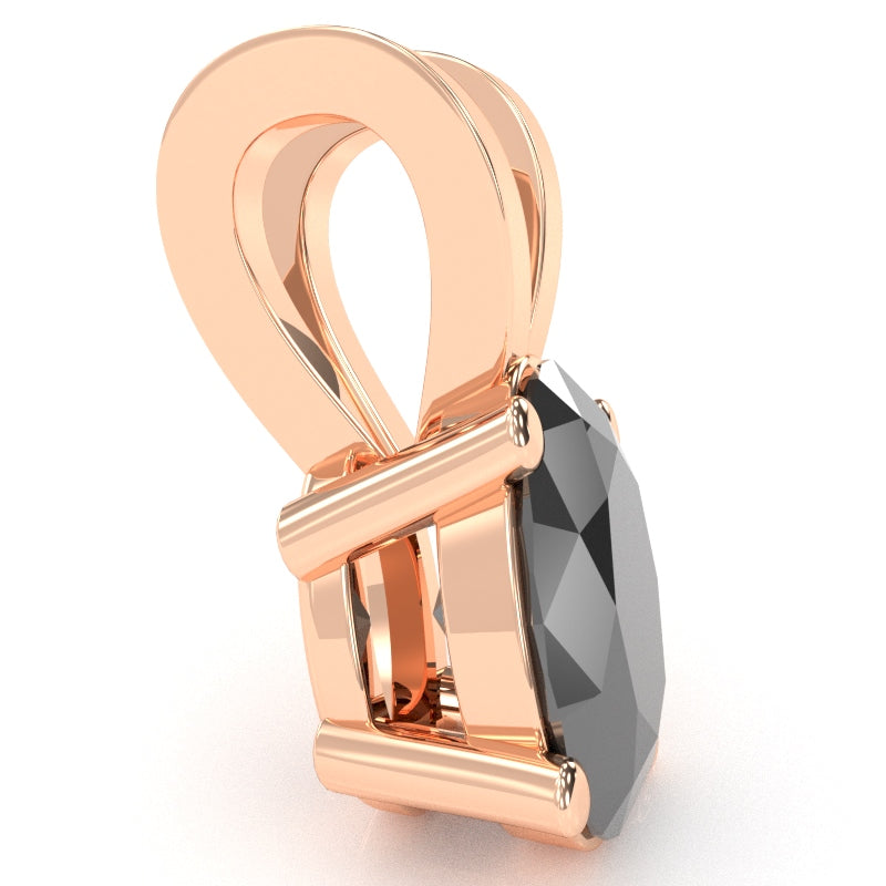 Black Onyx Oval Solitaire Pendant In 14k Rose Gold