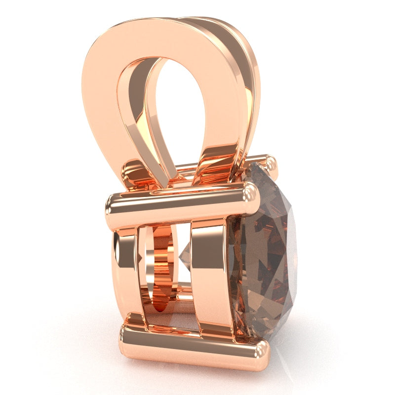 Smoky Quartz Solitaire Pendant In 14k Rose Gold