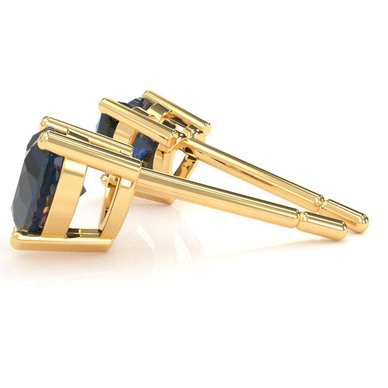 Lab-Created Sapphire 6mm Heart Stud Earrings in 14k Yellow Gold