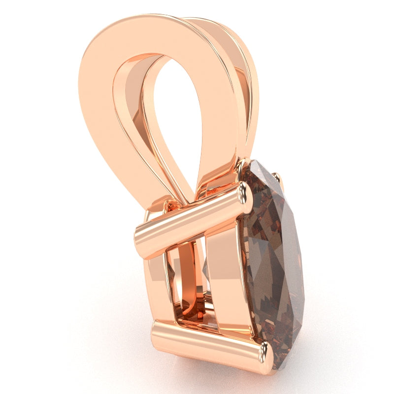 Smoky Quartz Oval Solitaire Pendant In 14k Rose Gold