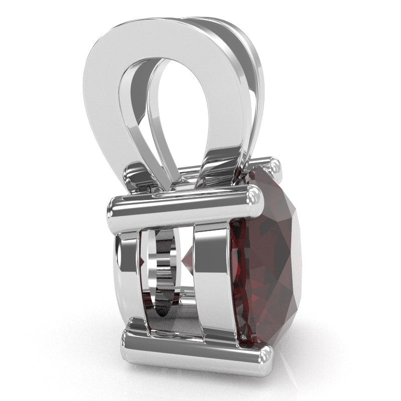 Garnet Solitaire Pendant In 14k White Gold