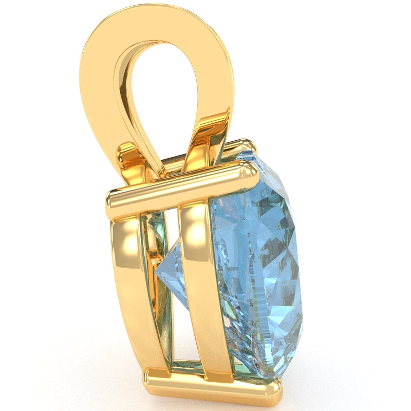 Blue Topaz Heart Solitaire Pendant In 14k Yellow Gold