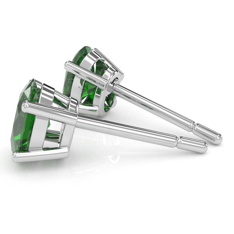 Lab-Created Emerald 7x5mm Oval Stud Earrings in 14k White Gold