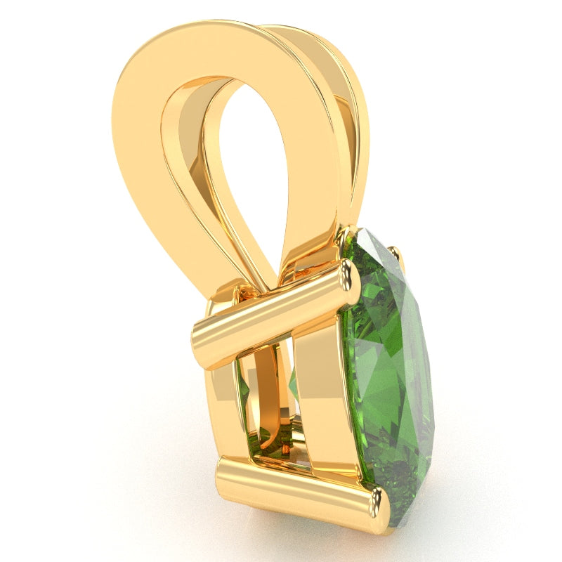 Peridot Oval Solitaire Pendant In 14k Yellow Gold