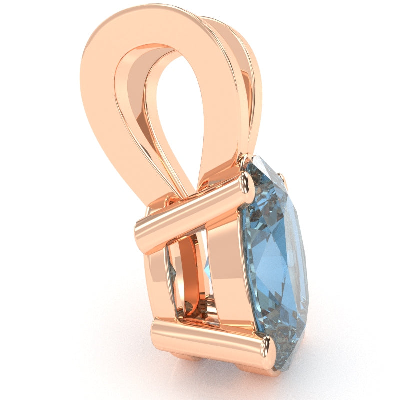 Blue Topaz Oval Solitaire Pendant In 14k Rose Gold