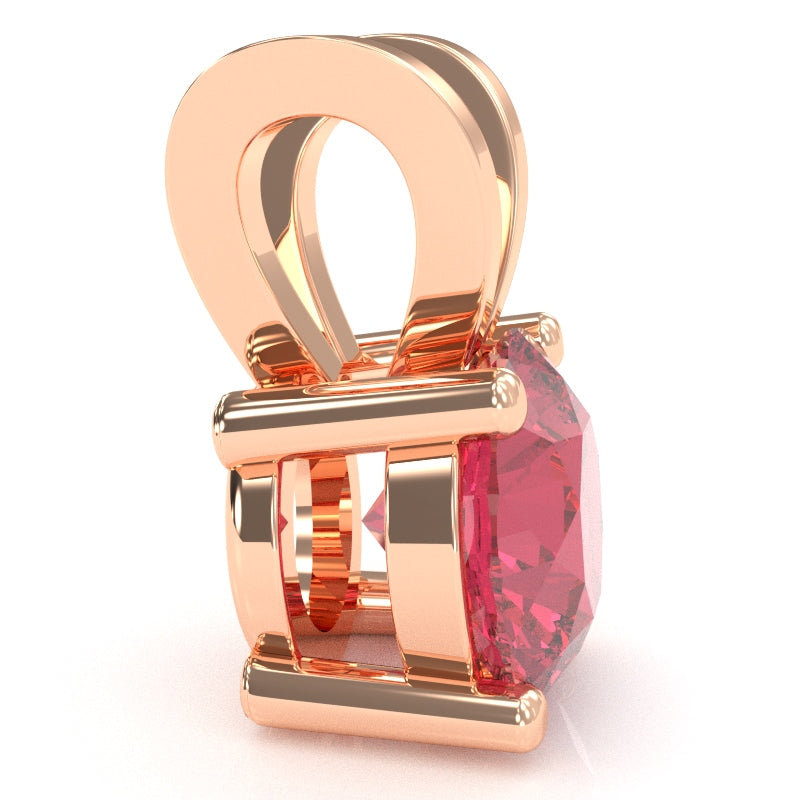 Pink Tourmaline Solitaire Pendant In 14k Rose Gold