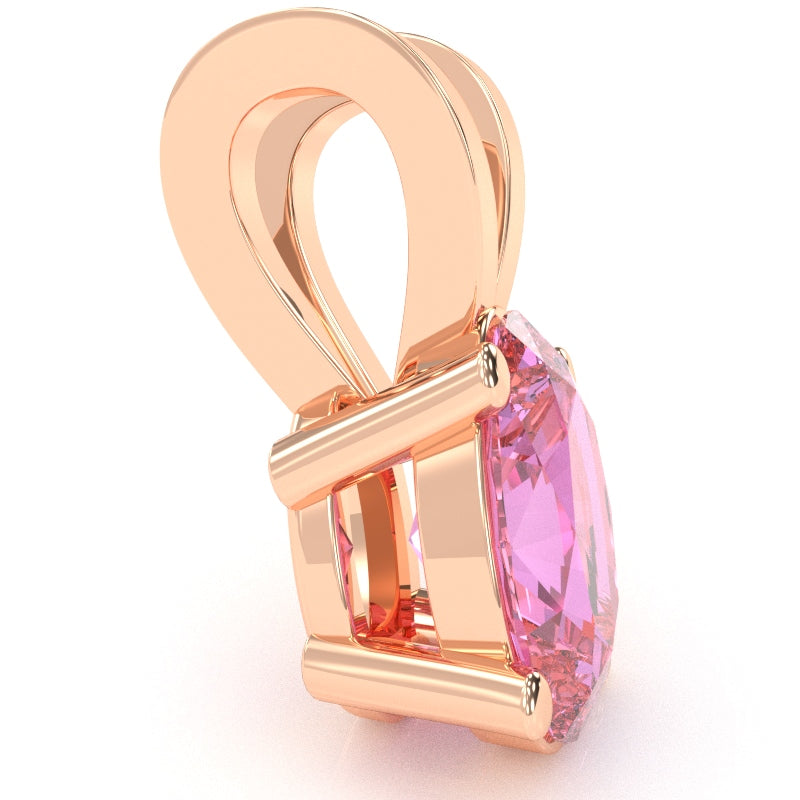 Lab-Created Pink Sapphire Oval Solitaire Pendant In 14k Rose Gold