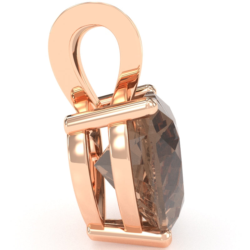 Smoky Quartz Heart Solitaire Pendant In 14k Rose Gold