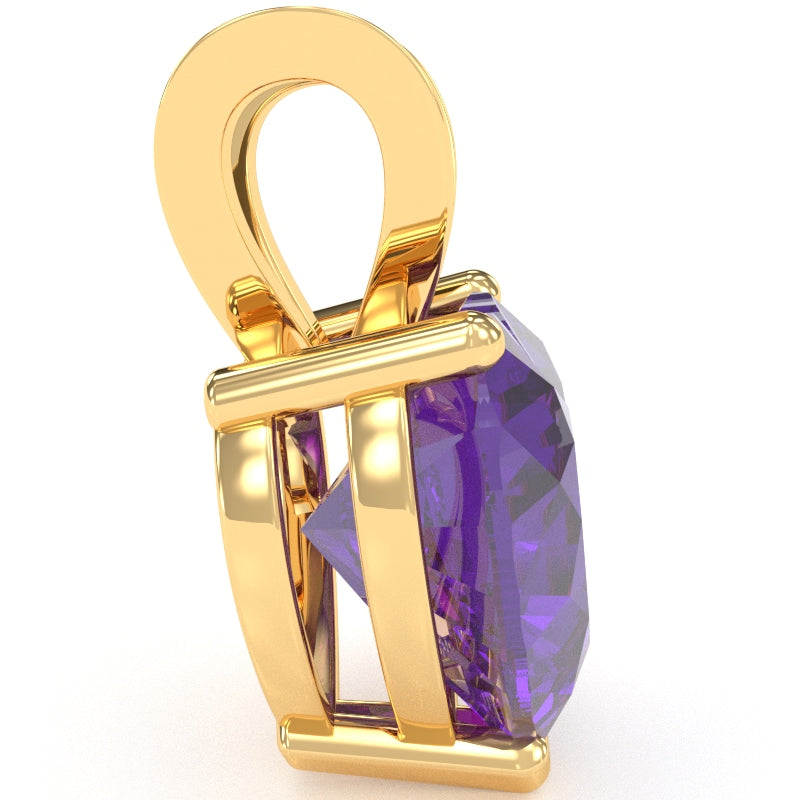 Amethyst Heart Solitaire Pendant In 14k Yellow Gold