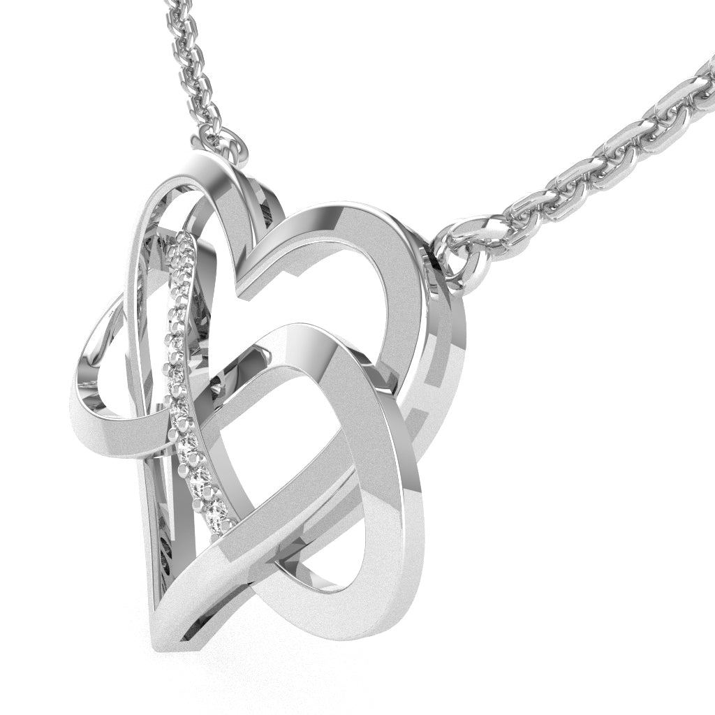 Infinity Heart Diamond Necklace In Solid 10k White Gold