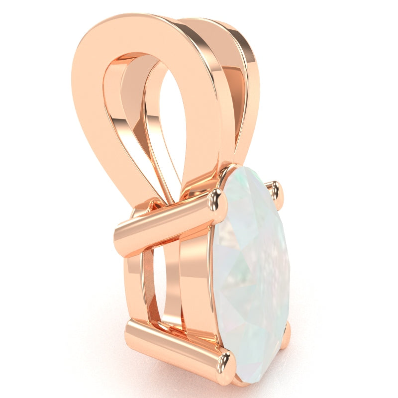 Opal Oval Solitaire Pendant In 14k Rose Gold