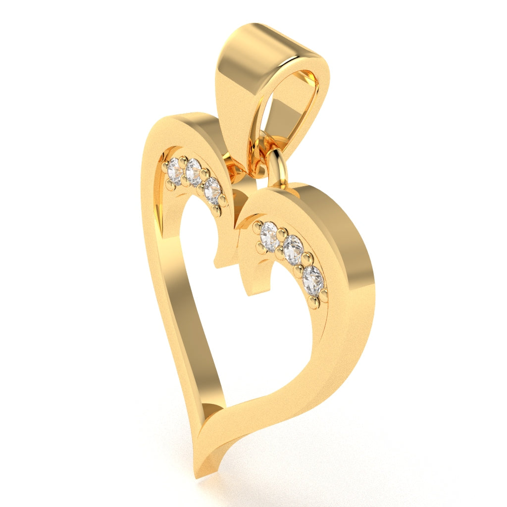 Heart Love Diamond Encrusted Pendant In 10k Yellow Gold