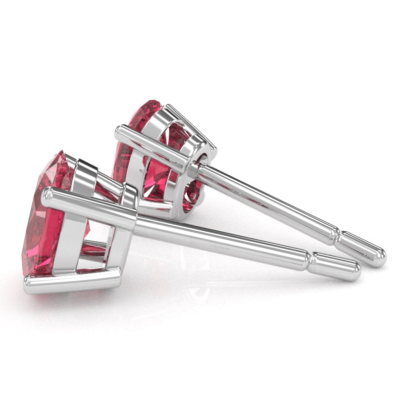 Pink Tourmaline 7x5mm Oval Stud Earrings in 14k White Gold