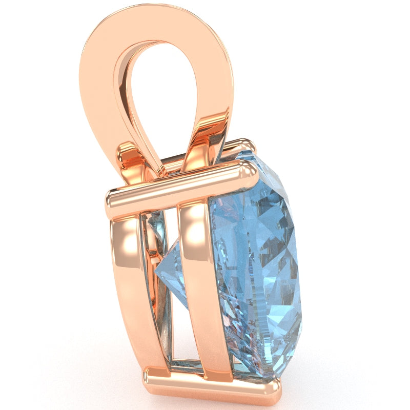 Blue Topaz Heart Solitaire Pendant In 14k Rose Gold