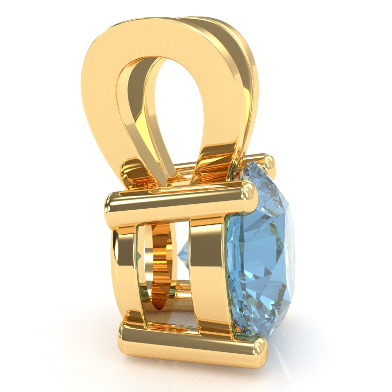 Blue Topaz Solitaire Pendant In 14k Yellow Gold