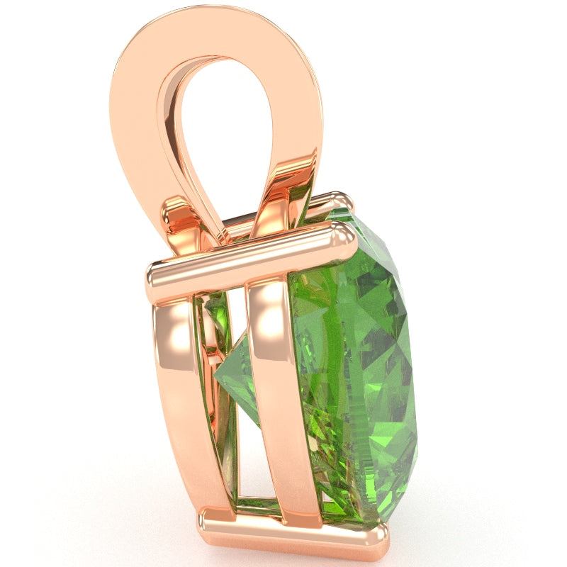 Peridot Heart Solitaire Pendant In 14k Rose Gold