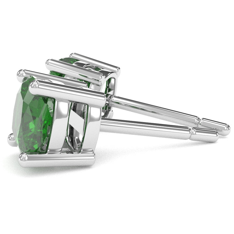 Lab-Created Emerald 5mm Cushion Stud Earrings in 14k White Gold