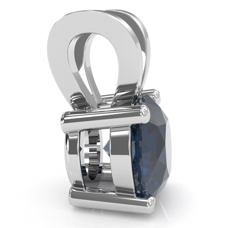 Lab-Created Sapphire Solitaire Pendant In 14k White Gold