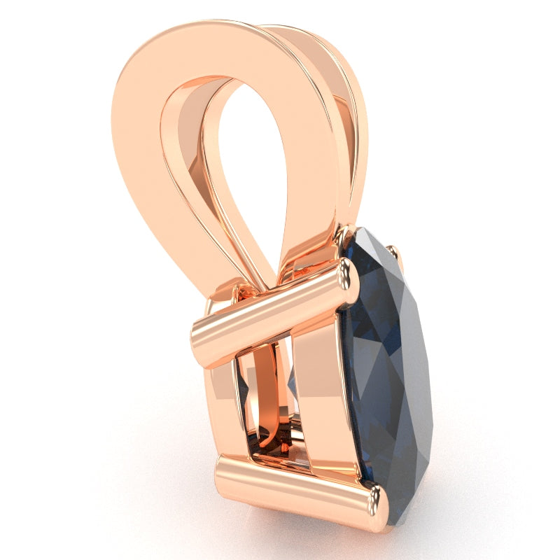 Lab-Created Sapphire Oval Solitaire Pendant In 14k Rose Gold