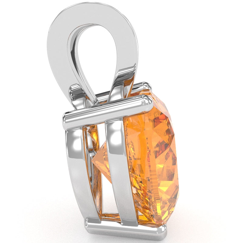 Citrine Heart Solitaire Pendant In 14k White Gold
