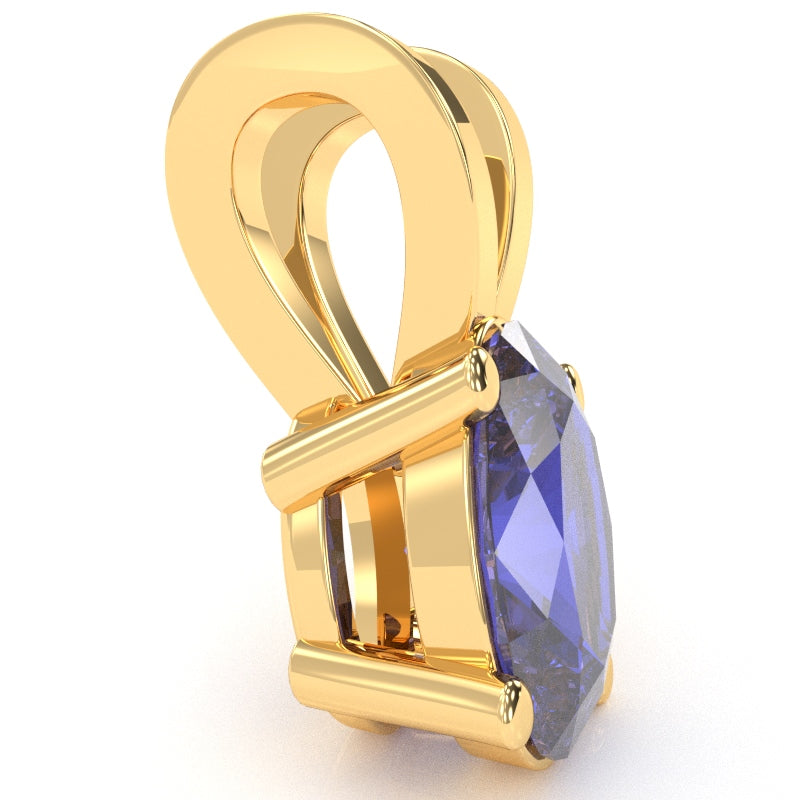 Tanzanite Oval Solitaire Pendant In 14k Yellow Gold