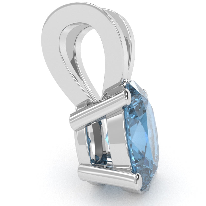 Blue Topaz Oval Solitaire Pendant In 14k White Gold