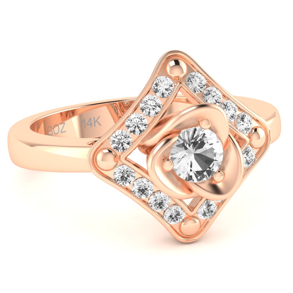 Rose Love White Topaz Diamond Ring In 14k Rose Gold