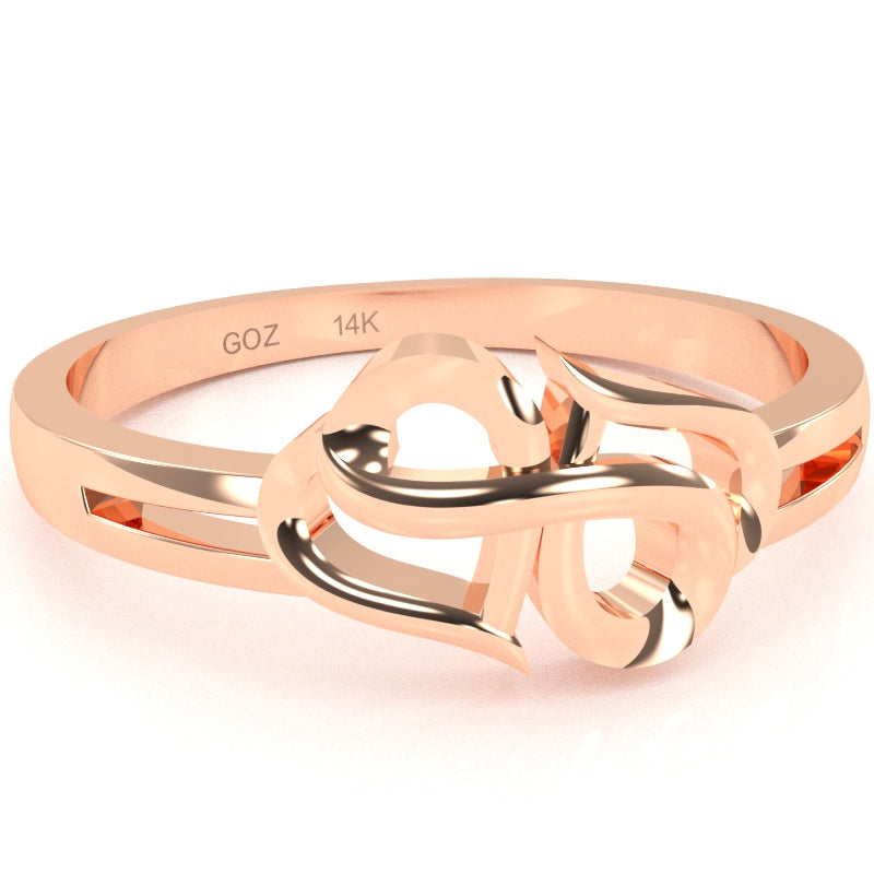 Split Shank Infinity Loop 2 Hearts Love Ring In Solid 14k Rose Gold