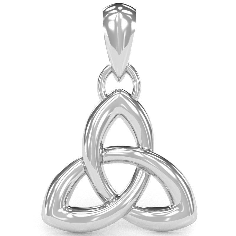 Celtic Trinity Knot Pendant In Solid 14k White Gold