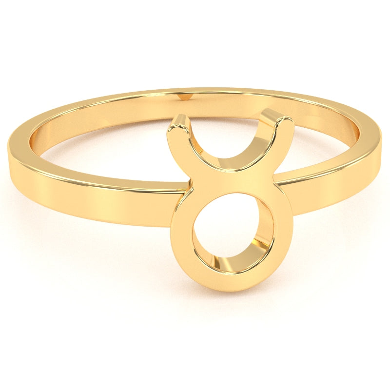 Taurus Zodiac Sign Ring In Solid 14k Yellow Gold