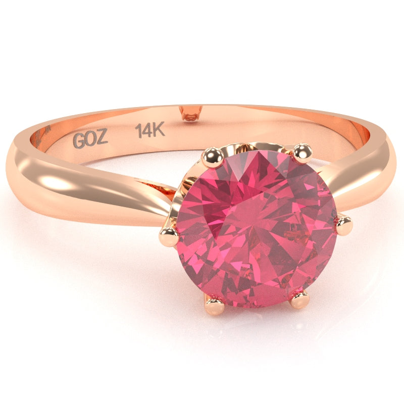 Crown Setting Pink Tourmaline Engagement Ring In 14k Rose Gold