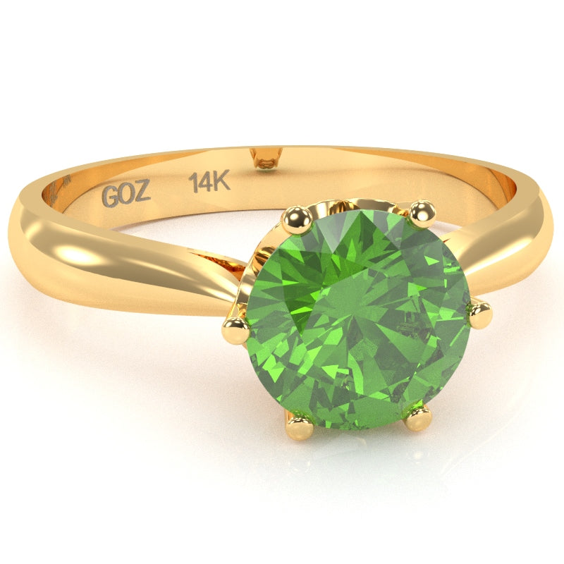 Crown Setting Peridot Engagement Ring In 14k Yellow Gold