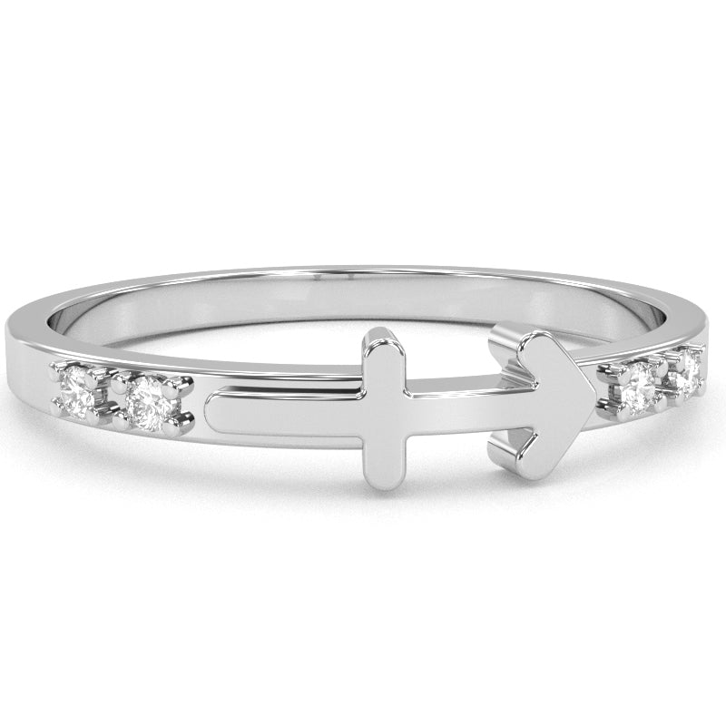 Sagittarius Zodiac Sign Diamond Ring In Solid 10k White Gold