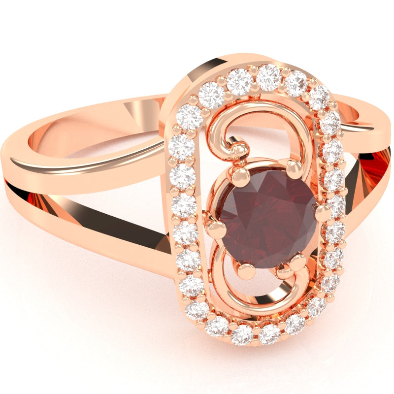 Split Band Ruby Diamond Cocktail Ring In 14k Rose Gold